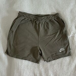 Nike Women’s Athletic Sweat Shorts - Olive Green with White Logo